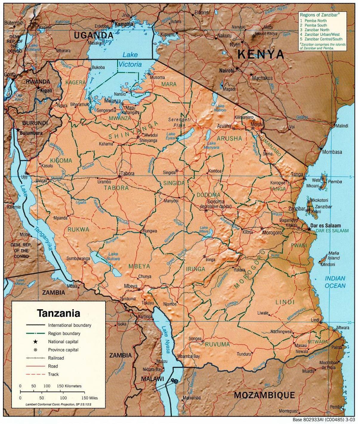 mapa tanzania erakutsiz historiko guneak