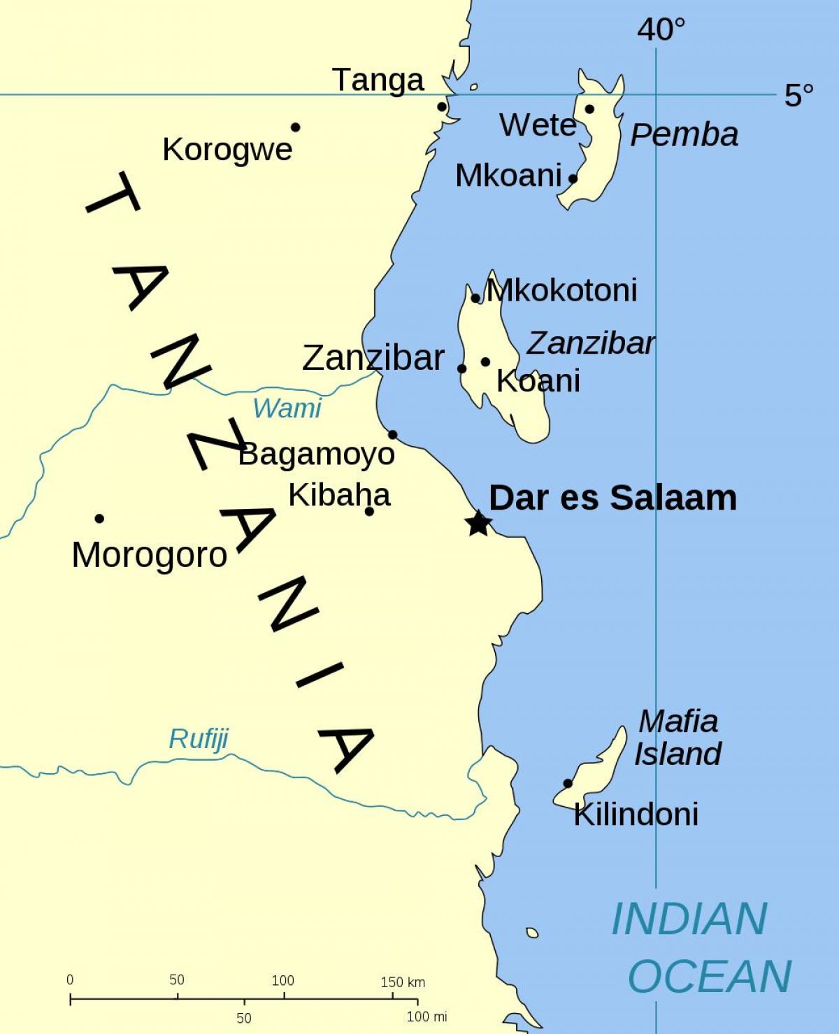 tanzania uharteetako mapa