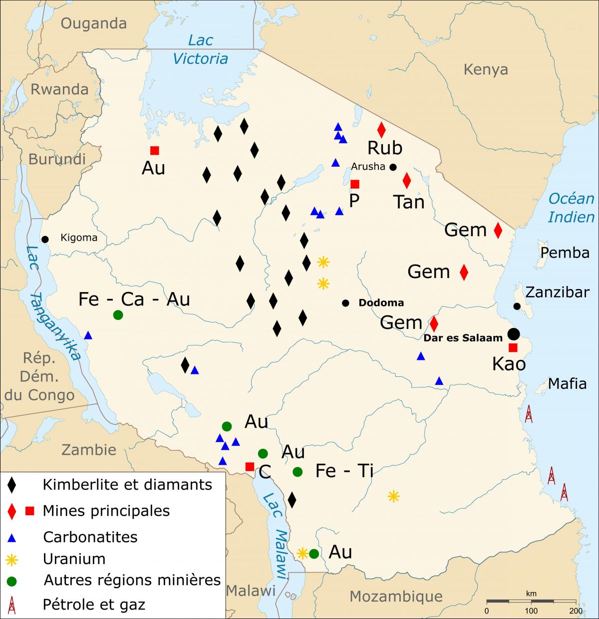 Mapa tanzania baliabide naturalak