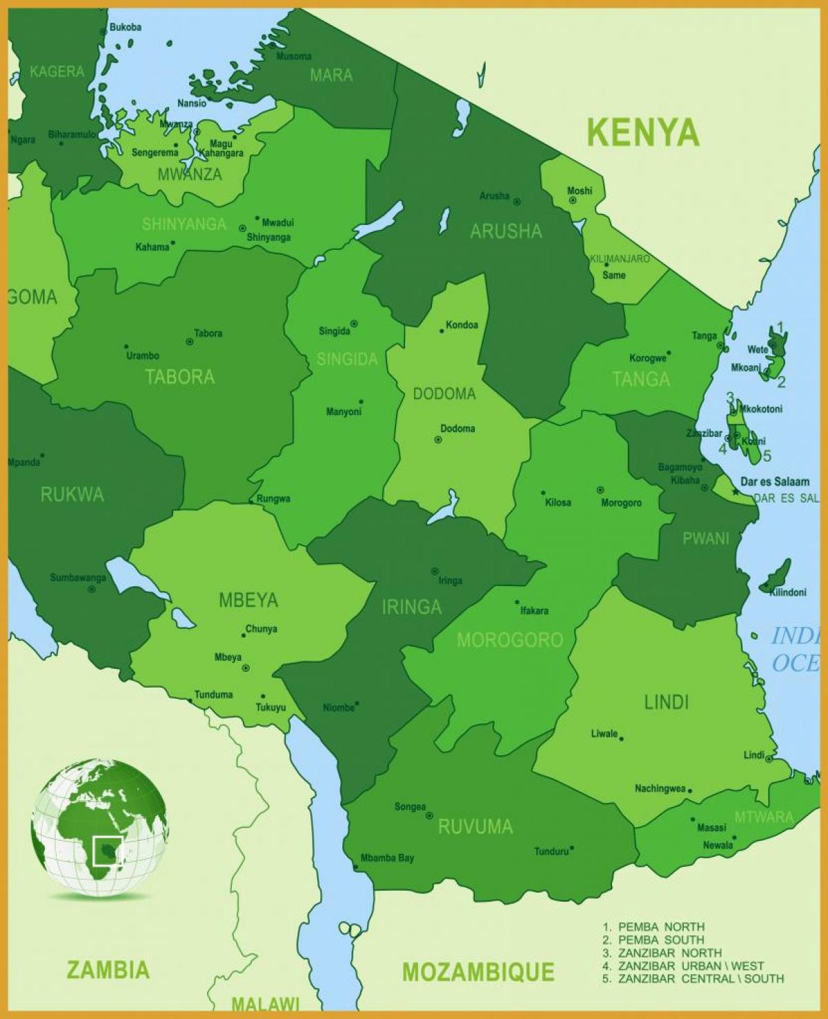 Mapa tanzania landaretza