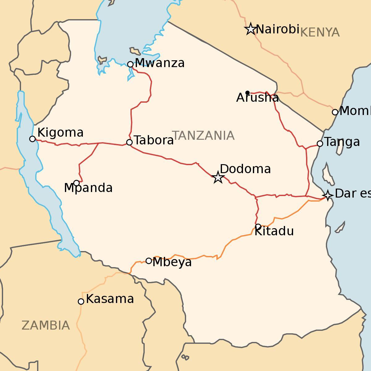 Mapa tanzania trenbide