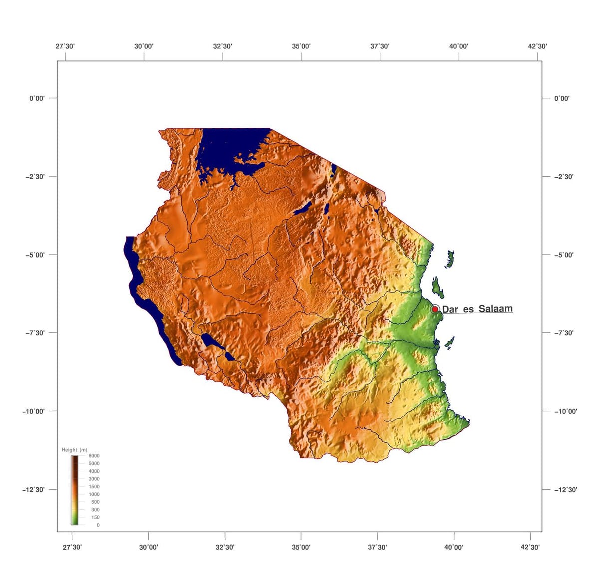 Mapa tanzania kota
