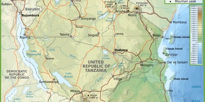 Mapa errepide tanzania distantziak