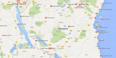 Mapa tanzania aireportuetan 