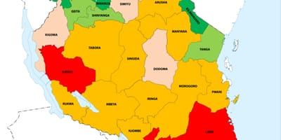 Tanzania, populazio-dentsitate mapa