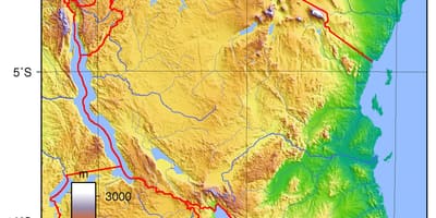 Tanzania topografikoak mapa