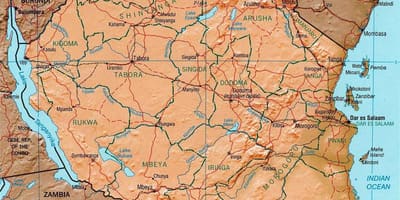 Tanzania geografikoaren mapa